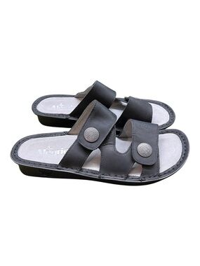Alegria Violette Slides Sandals Black Leather Slip On Size 40/9.5